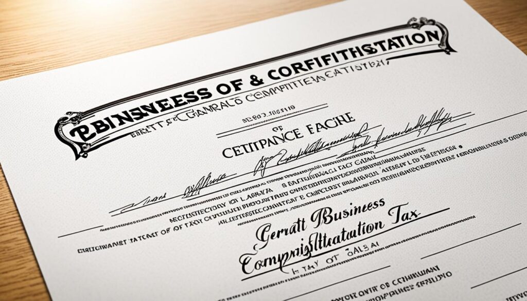 Certificate of formation